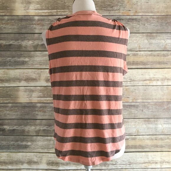 Free People Coral Tie Detail Stripe Top Size M - Picture 4 of 7